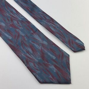 Strathmore Mens Silk Tie Blue Burgundy Abstract Brushstroke Made in Italy Preppy